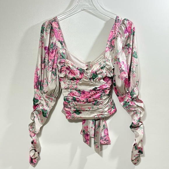 For Love And Lemons Palais Floral Crop Top in Gris Size XS - Picture 4 of 15